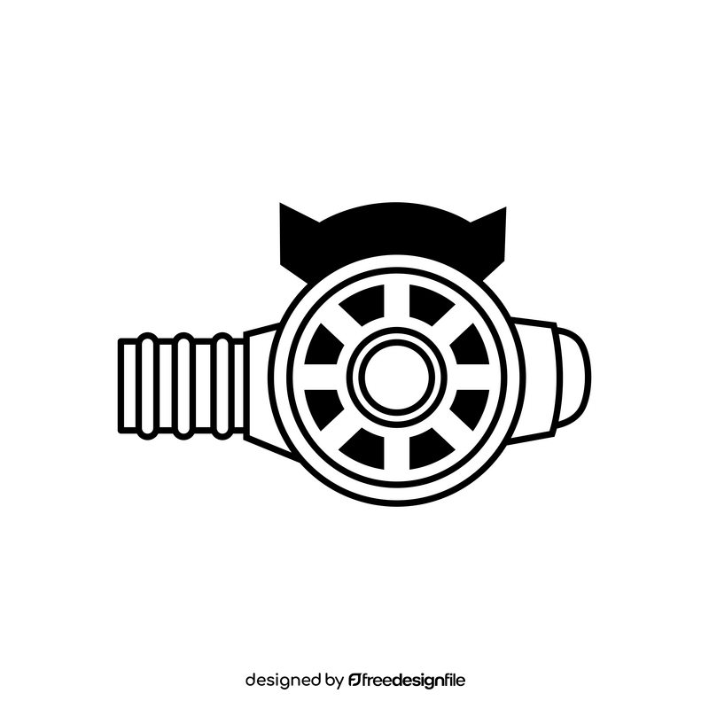 Diving regulator drawing black and white clipart