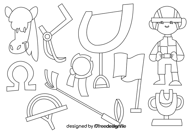 Horse racing black and white vector