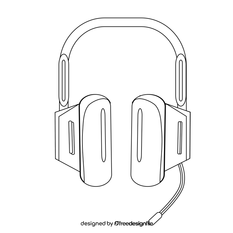 Headset drawing black and white clipart