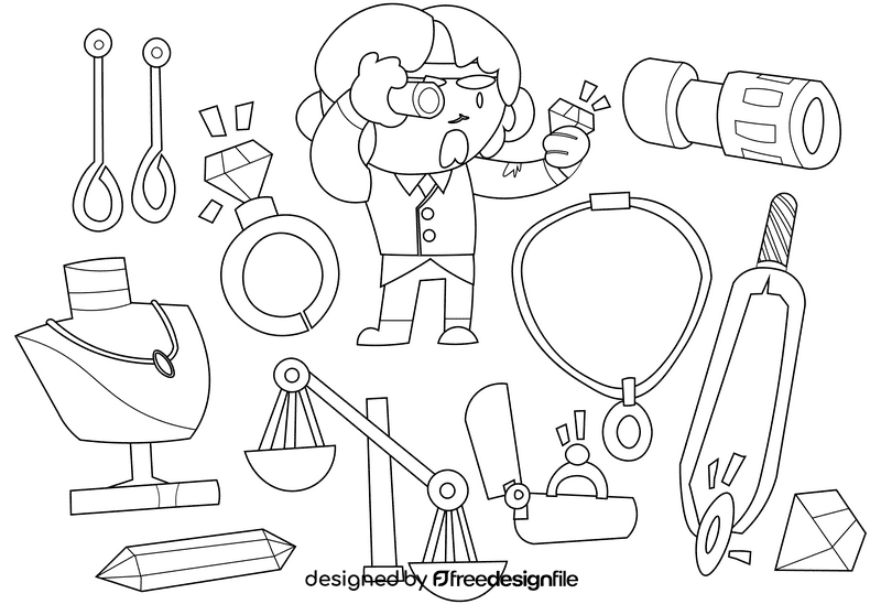 Jeweler black and white vector