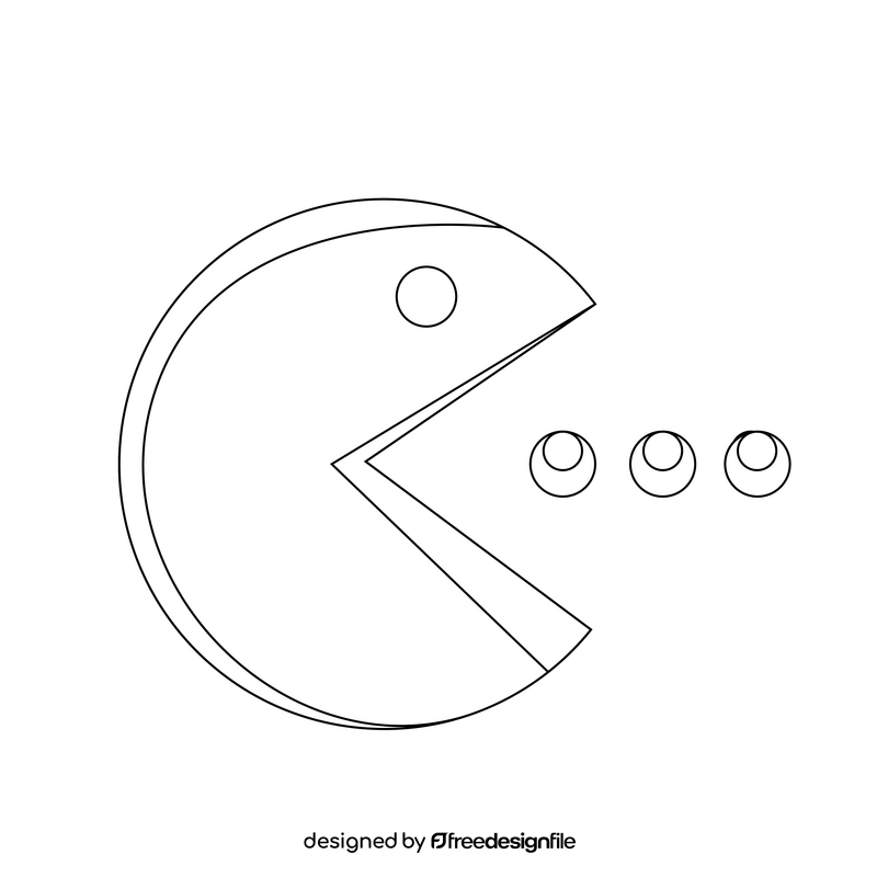 Pacman drawing black and white clipart