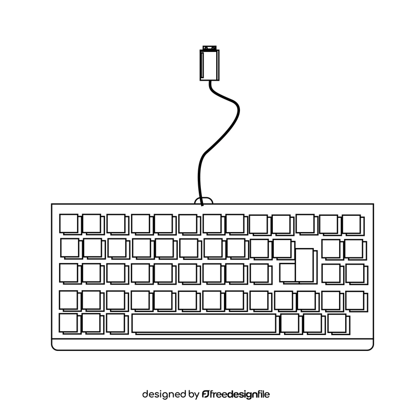 Gaming keyboard drawing black and white clipart