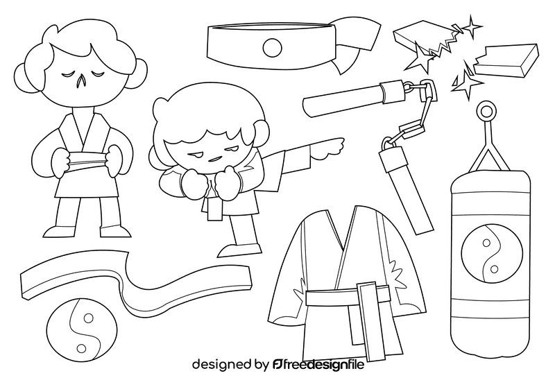 Karate black and white vector