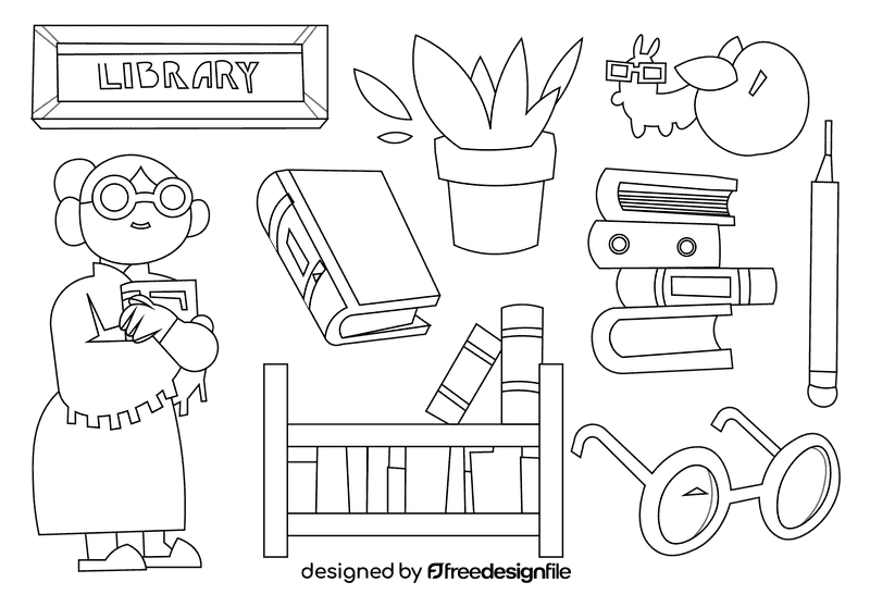 Librarian black and white vector