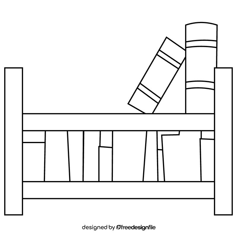 Librarian shelf black and white clipart