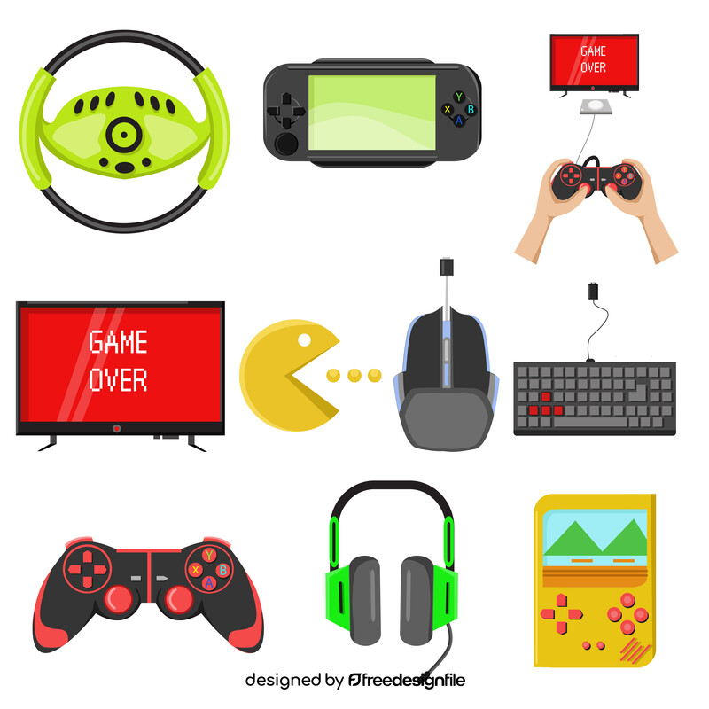 Video game icons set vector