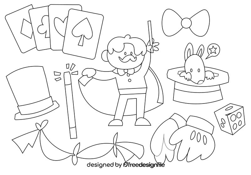 Magician black and white vector