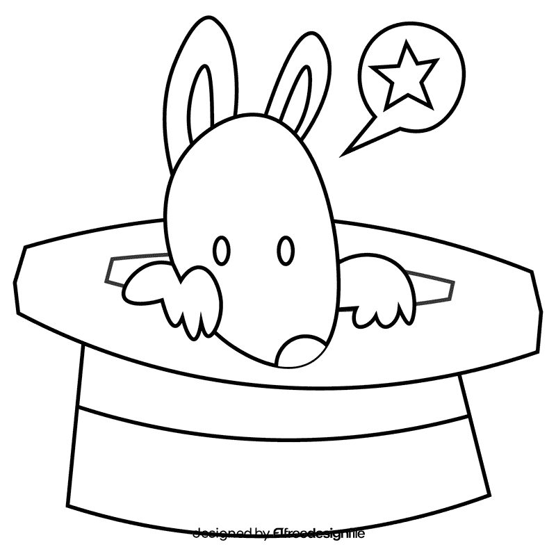 Magician rabbit black and white clipart