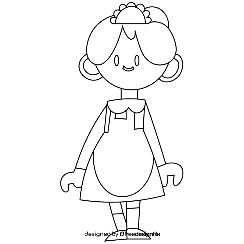 Maid black and white clipart