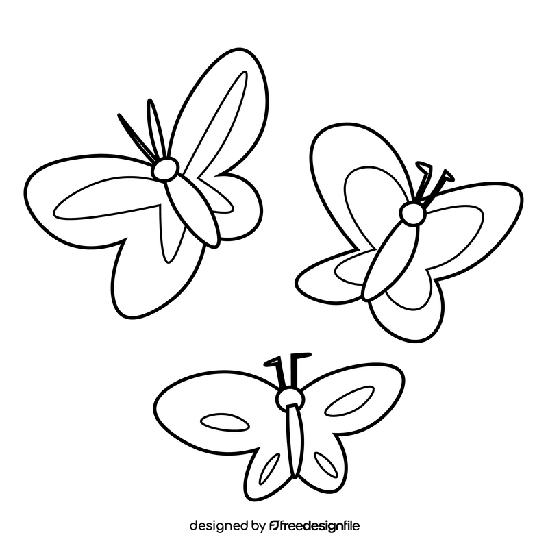 Butterflies drawing black and white clipart