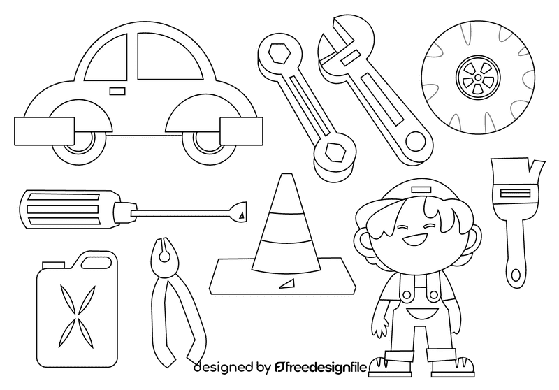 Mechanic black and white vector