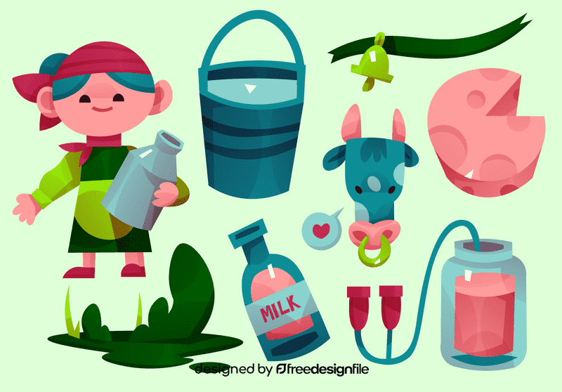 Dairy farmer milking vector