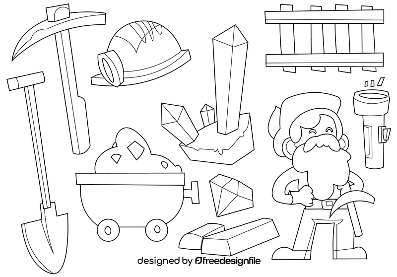 Miner black and white vector