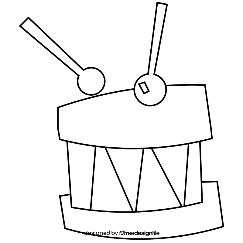 Musician drum black and white clipart