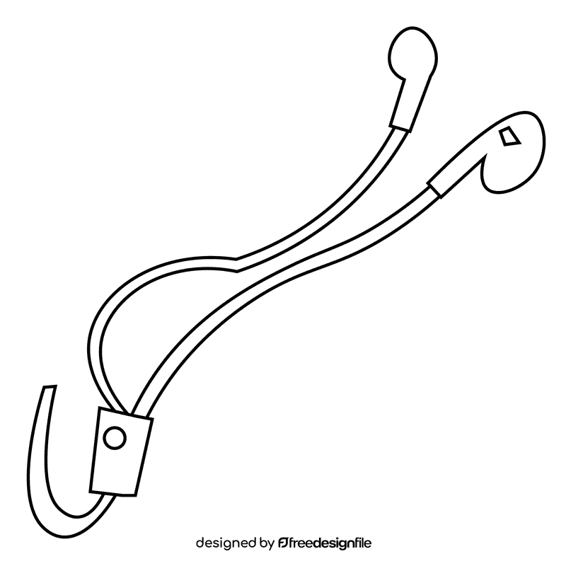 Musician headphones black and white clipart