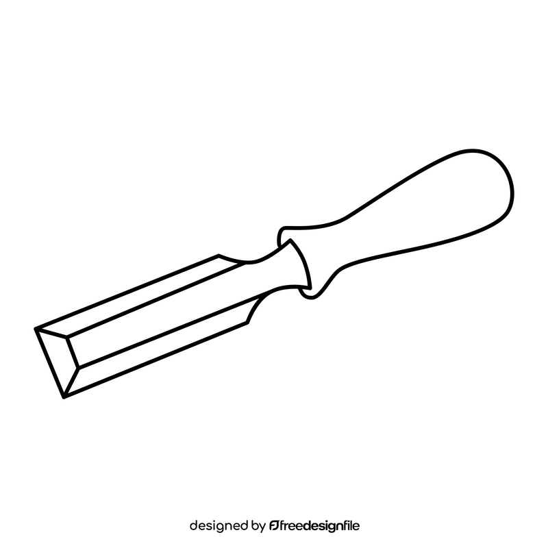 Wood chisel drawing black and white clipart