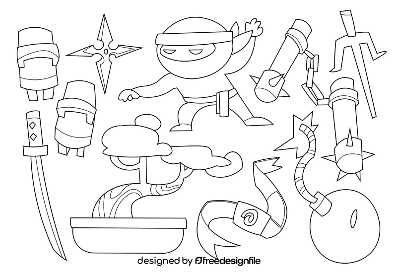 Ninja black and white vector