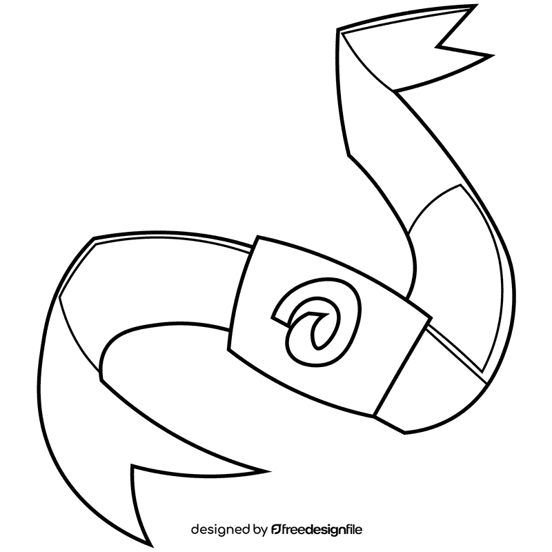Ninja bandana black and white clipart