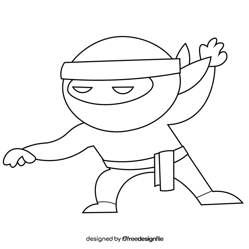Ninja black and white clipart