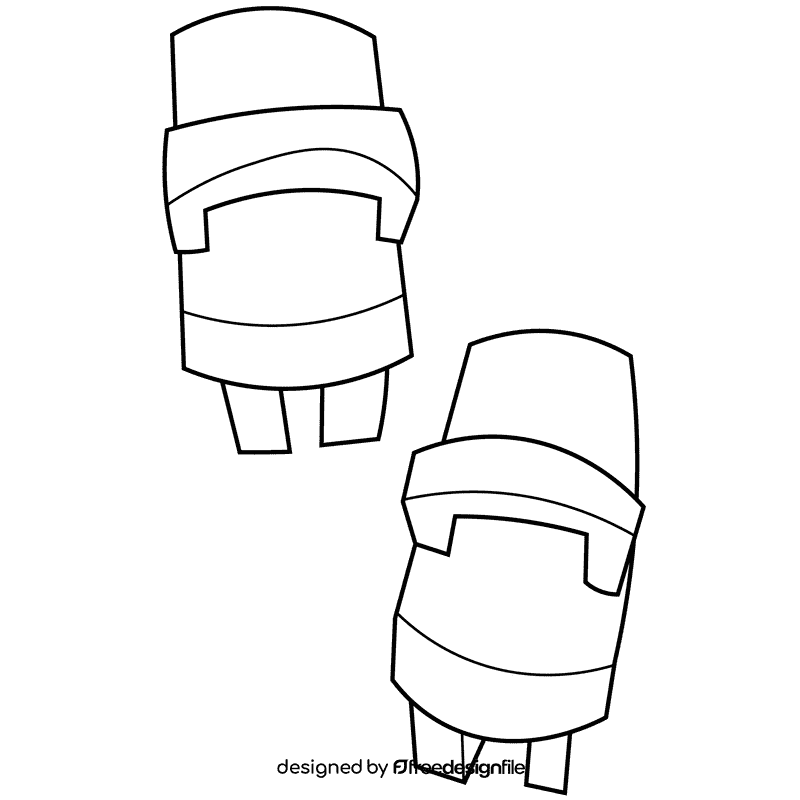 Ninja sandals black and white clipart