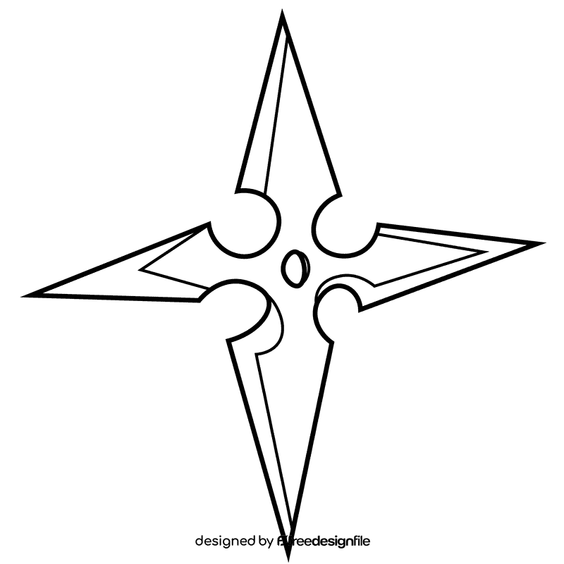 Ninja shuriken black and white clipart