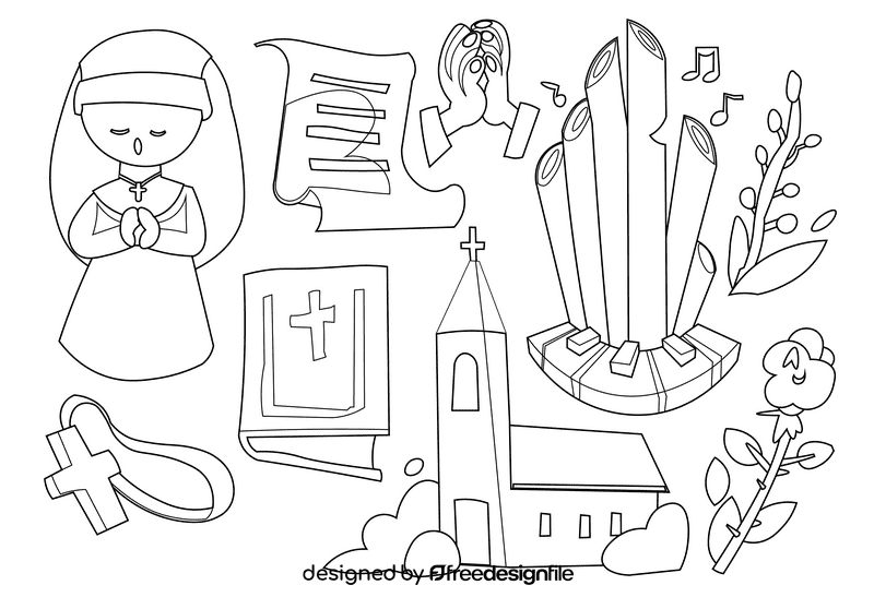 Nun black and white vector