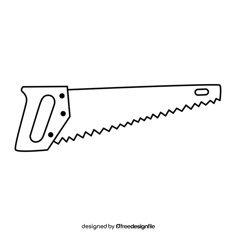 Hand saw drawing black and white clipart