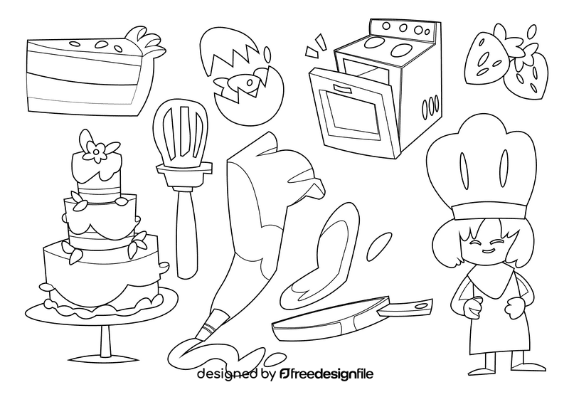 Pastry chef black and white vector
