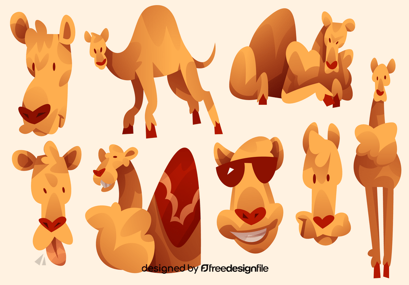 Camel cartoon set vector