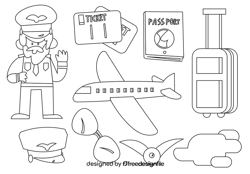 Pilot black and white vector