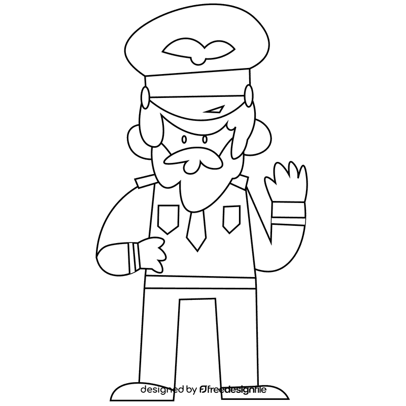 Pilot black and white clipart