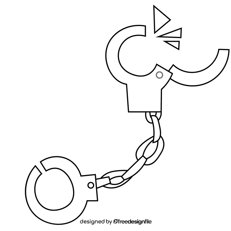 Policeman handcuffs black and white clipart