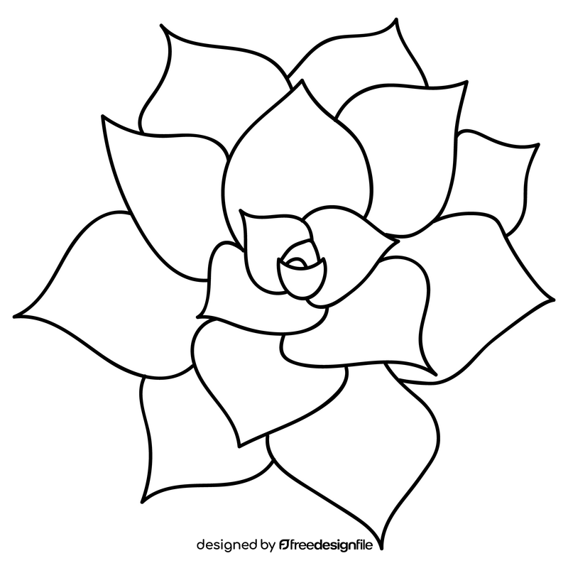 Succulent flower black and white clipart