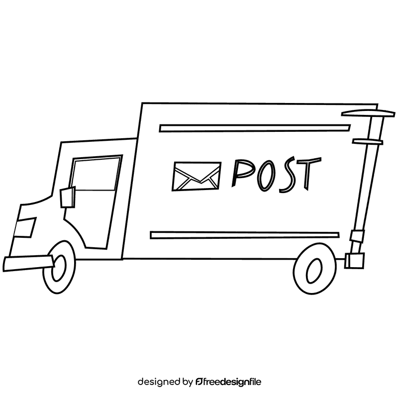 Postman car black and white clipart