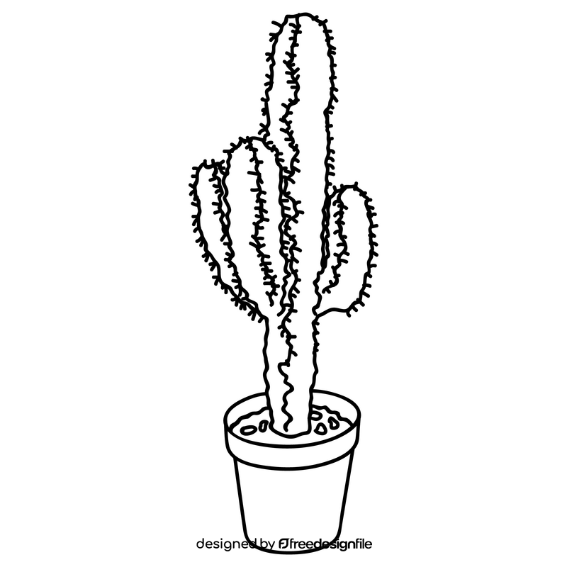 Cactus euphorbia ingens black and white clipart