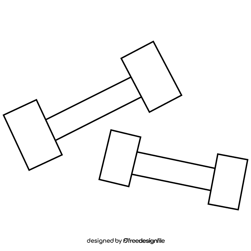 Powerlifter dumbells black and white clipart