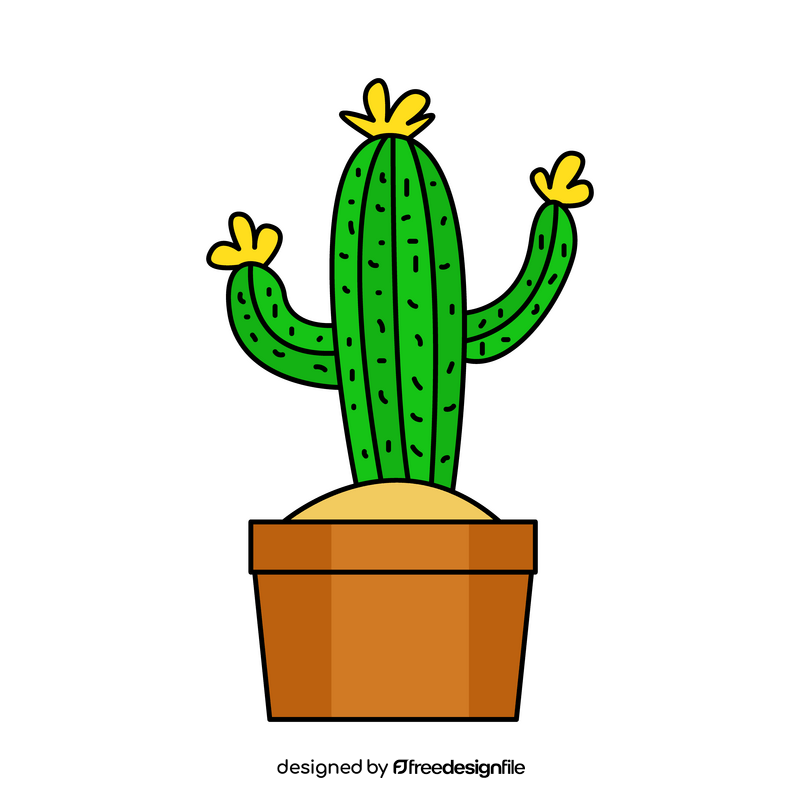 Cactus flower in pot clipart