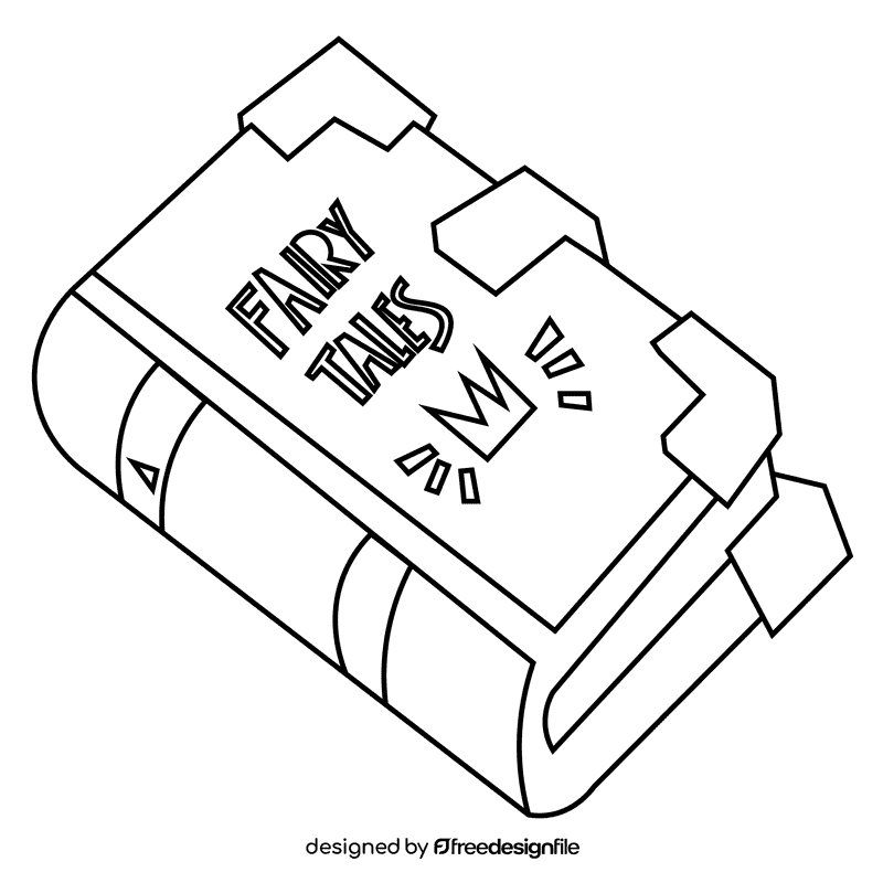Princess book black and white clipart
