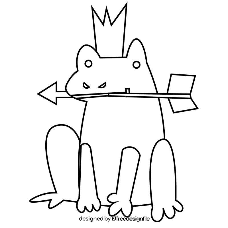 Princess frog black and white clipart