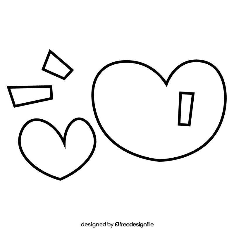 Princess hearts black and white clipart