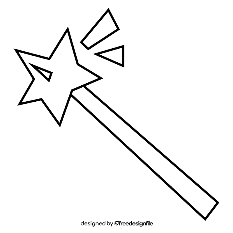 Princess wand black and white clipart