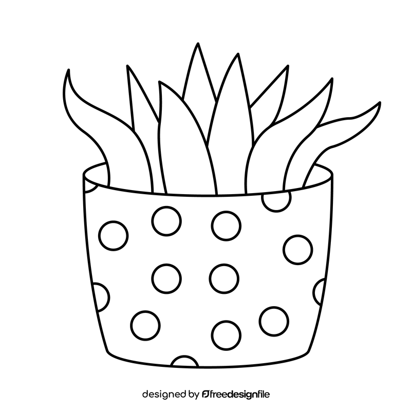Snake cactus black and white clipart
