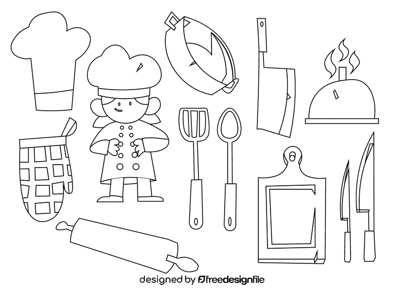 Cook black and white vector