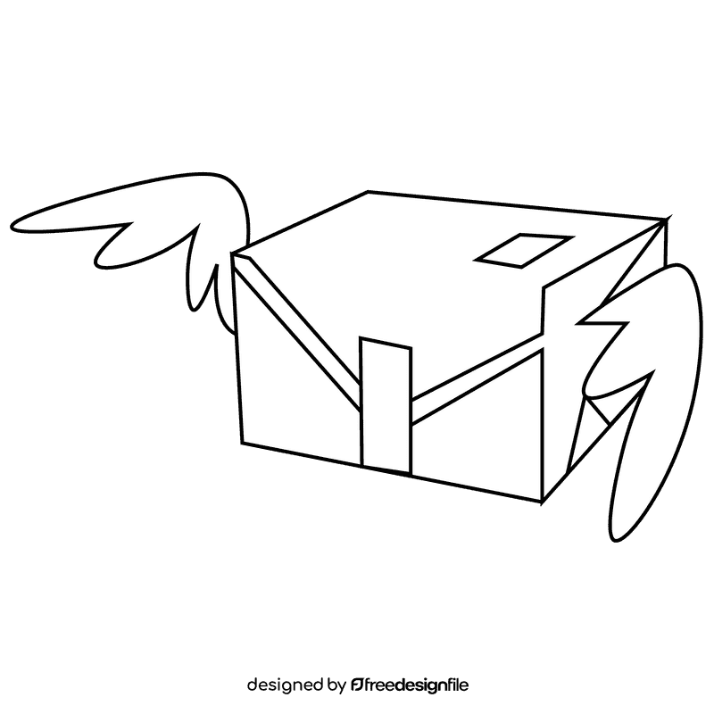 Courier box black and white clipart