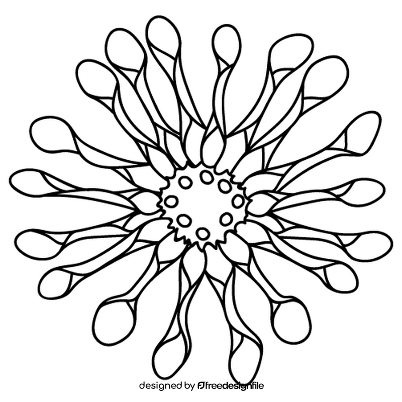 Cactus flower black and white clipart