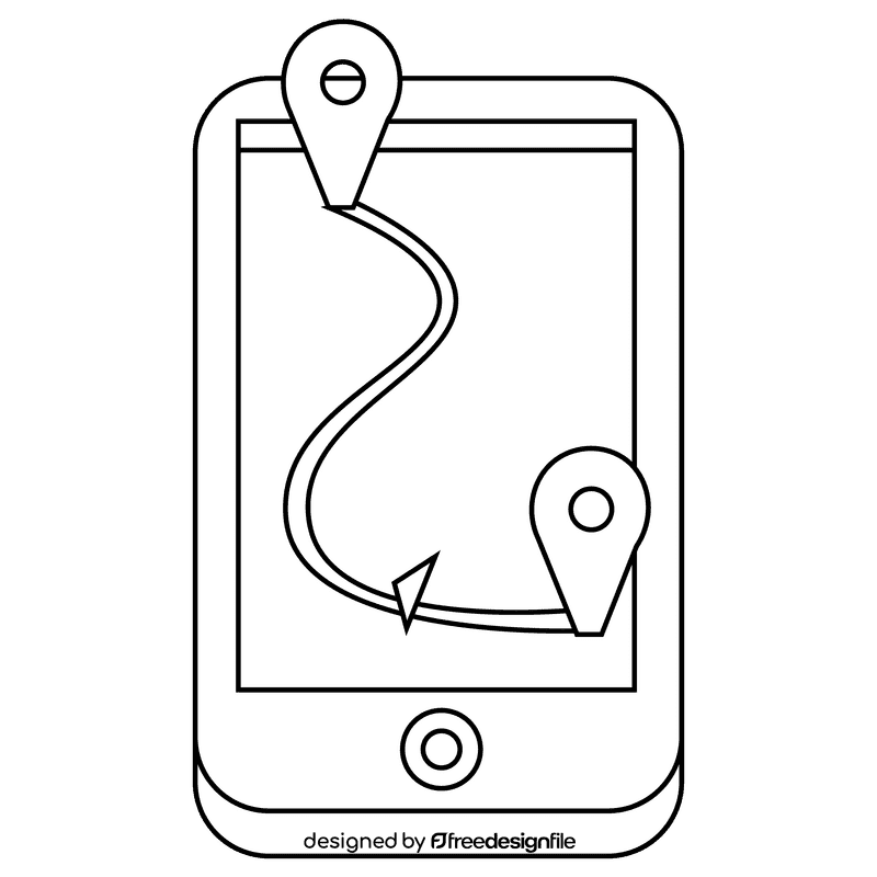 Courier path route black and white clipart