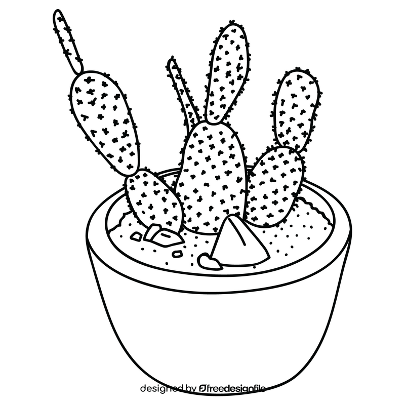 Prickly pear cactus black and white clipart