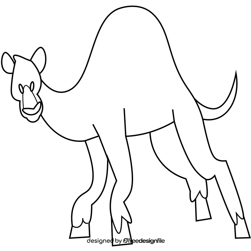 Cartoon camel black and white clipart