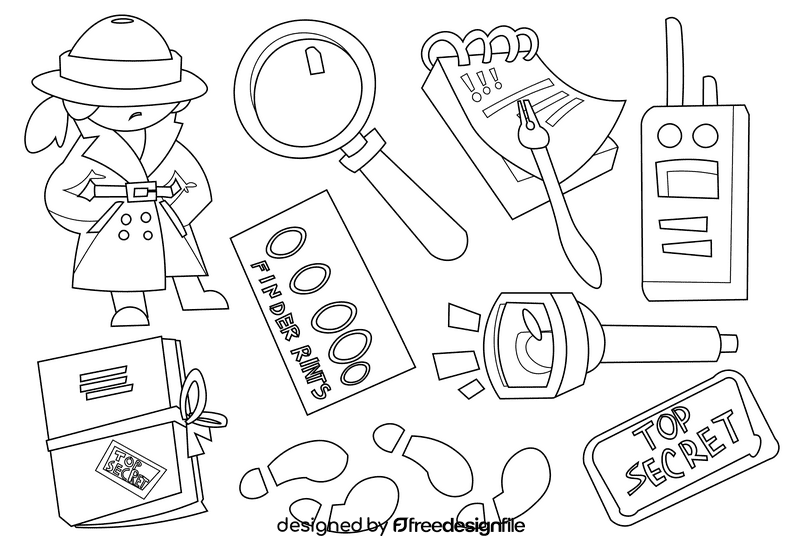 Detective black and white vector