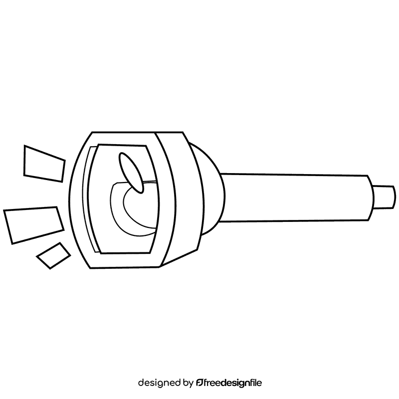 Detective flashlight black and white clipart